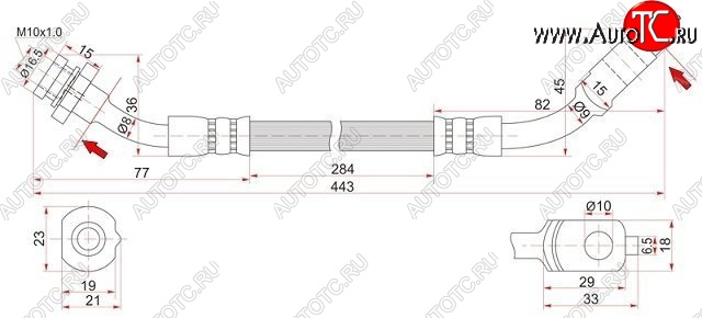 939 р. Тормозной шланг SAT (передний, правый)  Nissan Mistral - Terrano2  R20  с доставкой в г. Краснодар