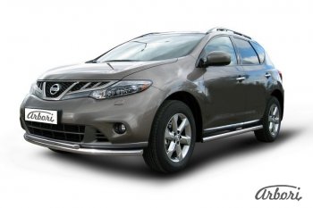 13 499 р. Защита штатных порогов Arbori (нержавейка, d57 mm). Nissan Murano 2 Z51 рестайлинг (2010-2016)  с доставкой в г. Краснодар. Увеличить фотографию 2