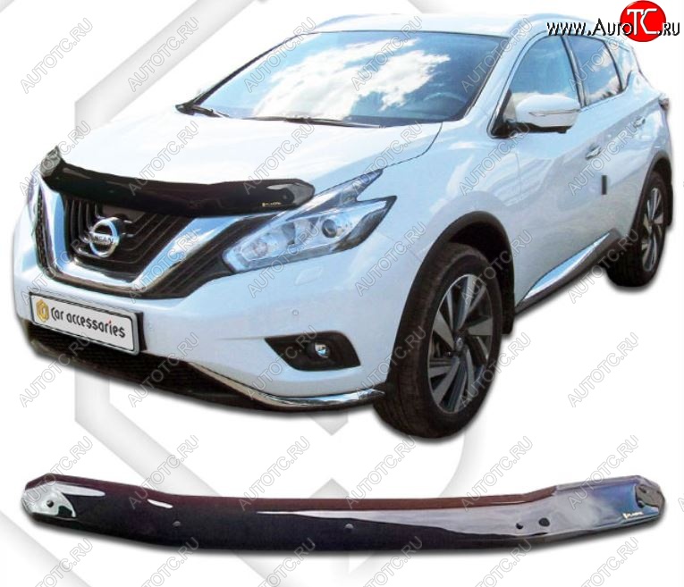 1 999 р. Дефлектор капота CA-Plastiс  Nissan Murano  3 Z52 (2015-2024) дорестайлинг, рестайлинг (Classic черный, Без надписи)  с доставкой в г. Краснодар