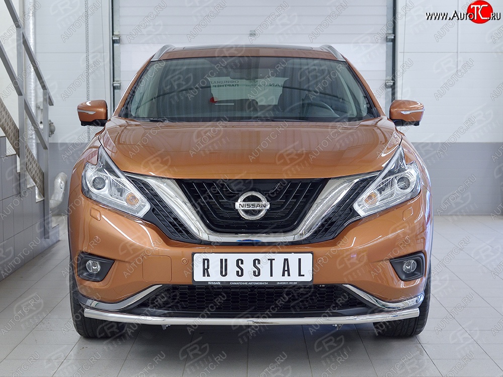 16 899 р. Защита переднего бампера (Ø42 мм, нержавейка) SLITKOFF  Nissan Murano  3 Z52 (2015-2022) дорестайлинг  с доставкой в г. Краснодар