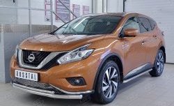 19 999 р. Защита переднего бампера (2 трубыØ63 и 42 мм, нержавейка) SLITKOFF Nissan Murano 3 Z52 дорестайлинг (2015-2022)  с доставкой в г. Краснодар. Увеличить фотографию 2