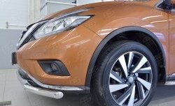 19 999 р. Защита переднего бампера (2 трубыØ63 и 42 мм, нержавейка) SLITKOFF Nissan Murano 3 Z52 дорестайлинг (2015-2022)  с доставкой в г. Краснодар. Увеличить фотографию 3