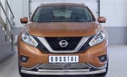 19 999 р. Защита переднего бампера (2 трубыØ63 и 42 мм, нержавейка) SLITKOFF Nissan Murano 3 Z52 дорестайлинг (2015-2022)  с доставкой в г. Краснодар. Увеличить фотографию 1