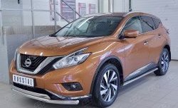 21 899 р. Защита переднего бампера (2 трубыØ63 и 75х42 мм, нержавейка) Russtal Nissan Murano 3 Z52 дорестайлинг (2015-2022)  с доставкой в г. Краснодар. Увеличить фотографию 2