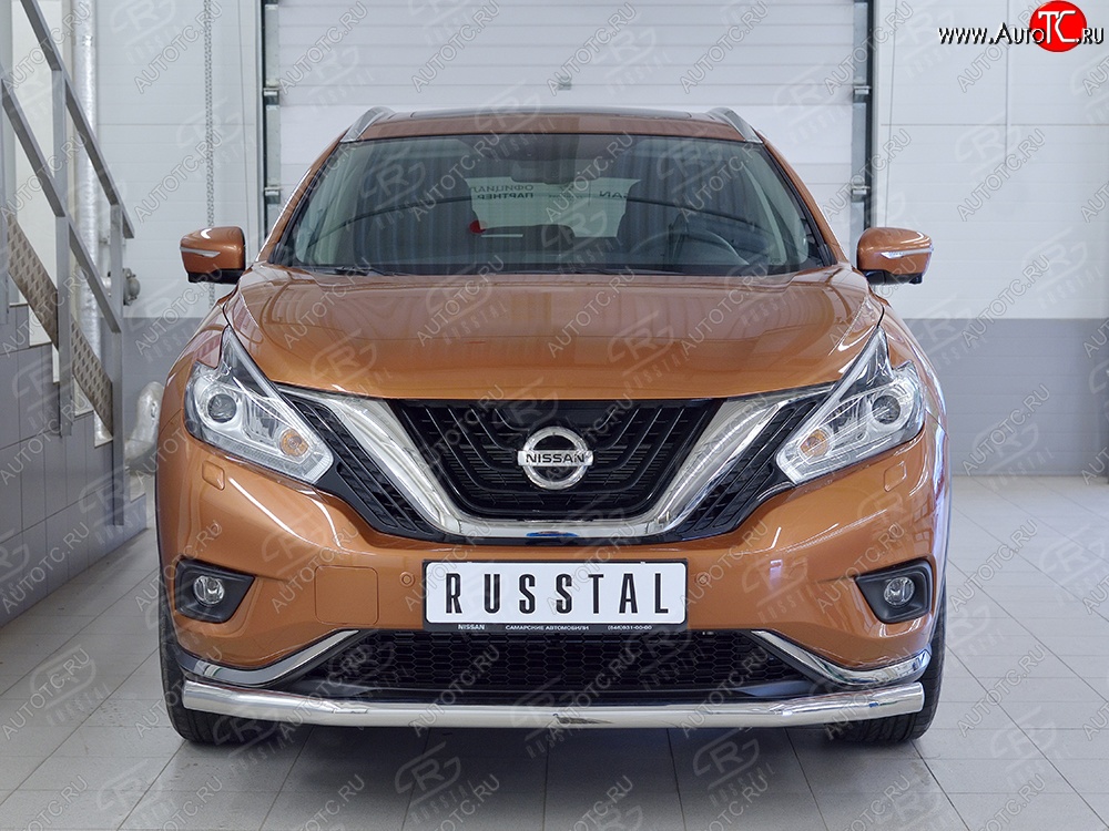 18 699 р. Защита переднего бампера (Ø63 мм, нержавейка) SLITKOFF Nissan Murano 3 Z52 дорестайлинг (2015-2022)  с доставкой в г. Краснодар