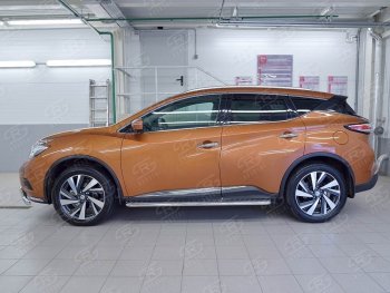 25 849 р. Широкая защита порогов с трубой диаметром 42 мм SLITKOFF v2 Nissan Murano 3 Z52 дорестайлинг (2015-2022)  с доставкой в г. Краснодар. Увеличить фотографию 3