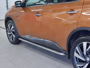 Широкая защита порогов с трубой диаметром 42 мм SLITKOFF v3 Nissan (Нисан) Murano (Мурано)  3 Z52 (2015-2024) 3 Z52 дорестайлинг, рестайлинг