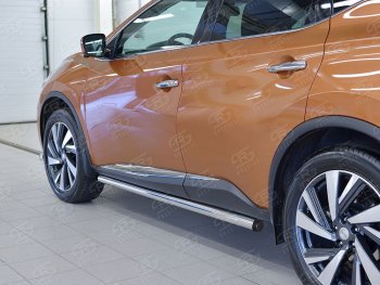 20 849 р. Защита порогов из круглой трубы диаметром 63 мм SLITKOFF v2 Nissan Murano 3 Z52 дорестайлинг (2015-2022)  с доставкой в г. Краснодар. Увеличить фотографию 3