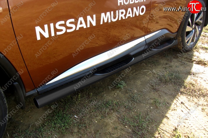 16 349 р. Защита порогов Slitkoff  Nissan Murano  3 Z52 (2015-2024) дорестайлинг, рестайлинг (Цвет: серебристый)  с доставкой в г. Краснодар