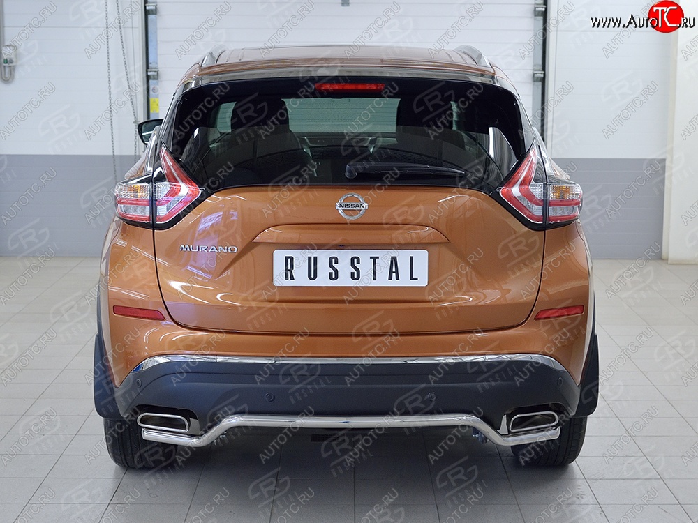 15 949 р. Защита заднего бампера (Ø42 мм волна, нержавейка) SLITKOFF Nissan Murano 3 Z52 дорестайлинг (2015-2022)  с доставкой в г. Краснодар