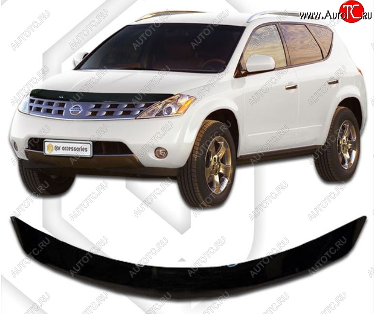 1 899 р. Дефлектор капота CA-Plastic  Nissan Murano  1 Z50 (2002-2009) (Classic черный, Без надписи)  с доставкой в г. Краснодар