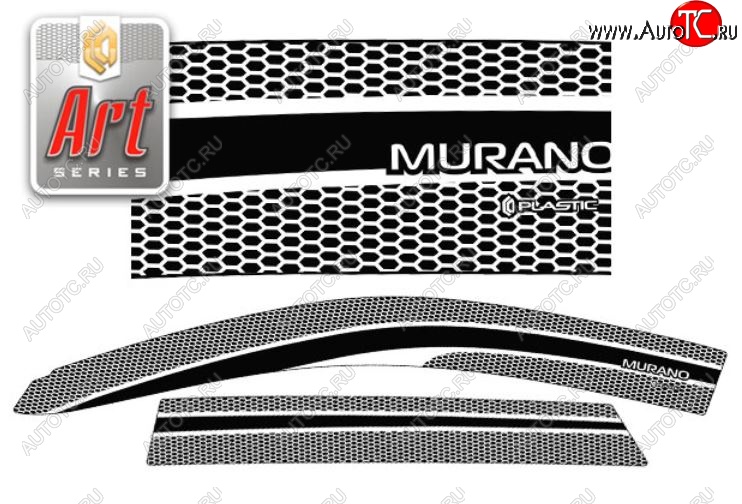 2 369 р. Дефлектора окон CA-Plastic  Nissan Murano  1 Z50 (2002-2009) (Серия Art черная, Без хром.молдинга)  с доставкой в г. Краснодар