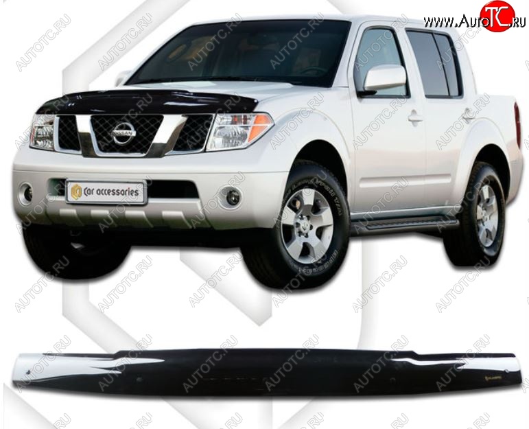 1 999 р. Дефлектор капота CA-Plastiс  Nissan Navara  2 D40 (2010-2016) рестайлинг (Classic черный, Без надписи)  с доставкой в г. Краснодар