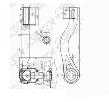 Левый наконечник рулевой тяги SAT Nissan (Нисан) Navara (Навара)  2 D40 (2004-2010) 2 D40 дорестайлинг