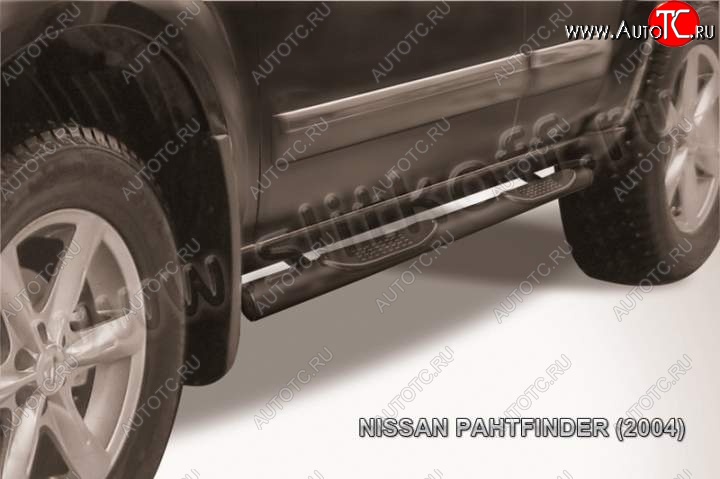 13 749 р. Защита порогов Slitkoff  Nissan Pathfinder  R51 (2004-2007) дорестайлинг (Цвет: серебристый)  с доставкой в г. Краснодар