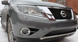 1 469 р. Нижняя сетка на бампер Russtal (черная) Nissan Pathfinder R52 дорестайлинг (2012-2017)  с доставкой в г. Краснодар. Увеличить фотографию 2