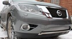 1 539 р. Нижняя сетка на бампер Russtal (хром)  Nissan Pathfinder  R52 (2012-2017) дорестайлинг  с доставкой в г. Краснодар. Увеличить фотографию 2