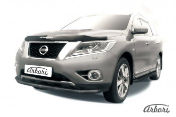 Защита переднего бампера Arbori (черная, 1 труба d57 mm). Nissan Pathfinder R52 дорестайлинг (2012-2017)