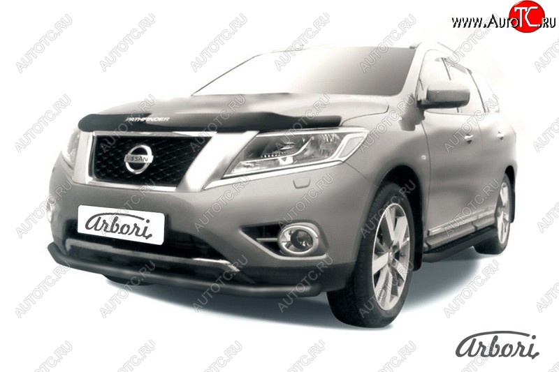 6 749 р. Защита переднего бампера Arbori (черная, 1 труба d57 mm). Nissan Pathfinder R52 дорестайлинг (2012-2017)  с доставкой в г. Краснодар