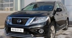 15 999 р. Защита переднего бампера (2 трубыØ63 и 42 мм, нержавейка) SLITKOFF Nissan Pathfinder R52 дорестайлинг (2012-2017)  с доставкой в г. Краснодар. Увеличить фотографию 2