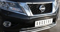 15 999 р. Защита переднего бампера (2 трубыØ63 и 42 мм, нержавейка) SLITKOFF Nissan Pathfinder R52 дорестайлинг (2012-2017)  с доставкой в г. Краснодар. Увеличить фотографию 3