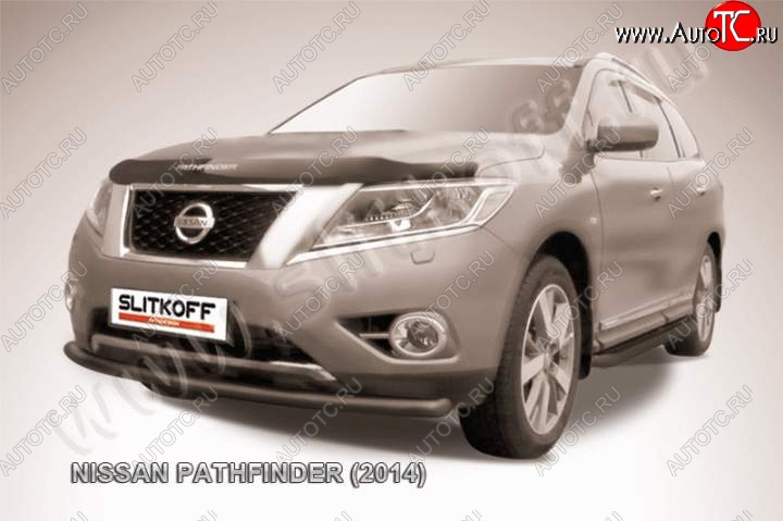 9 999 р. Защита переднего бампер Slitkoff Nissan Pathfinder R52 дорестайлинг (2012-2017) (Цвет: серебристый)  с доставкой в г. Краснодар