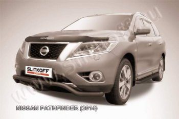 10 999 р. защита переднего бампера Slitkoff  Nissan Pathfinder  R52 (2012-2017) дорестайлинг (Цвет: серебристый)  с доставкой в г. Краснодар. Увеличить фотографию 1