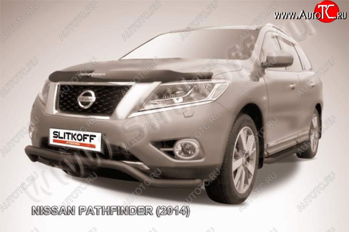 10 999 р. защита переднего бампера Slitkoff  Nissan Pathfinder  R52 (2012-2017) дорестайлинг (Цвет: серебристый)  с доставкой в г. Краснодар