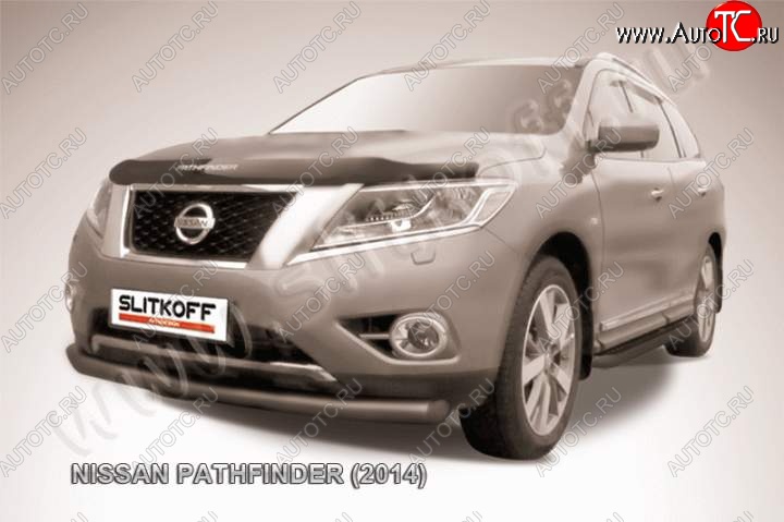 11 249 р. Защита переднего бампер Slitkoff Nissan Pathfinder R52 дорестайлинг (2012-2017) (Цвет: серебристый)  с доставкой в г. Краснодар