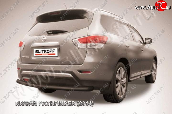 11 249 р. Защита задняя Slitkoff Nissan Pathfinder R52 дорестайлинг (2012-2017) (Цвет: серебристый)  с доставкой в г. Краснодар