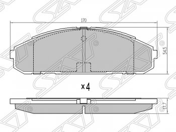 1 139 р. Колодки тормозные SAT (передние)  Nissan Patrol  4 (1987-1997) Y60  с доставкой в г. Краснодар. Увеличить фотографию 1