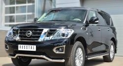 21 849 р. Защита переднего бампера (Ø63 мм волна, нержавейка) SLITKOFF Nissan Patrol 6 Y62 дорестайлинг (2010-2014)  с доставкой в г. Краснодар. Увеличить фотографию 3