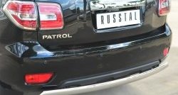 15 649 р. Защита заднего бампера (Ø75x42 мм, нержавейка) Russtal Nissan Patrol 6 Y62 рестайлинг (2014-2017)  с доставкой в г. Краснодар. Увеличить фотографию 2