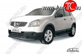 5 939 р. Защита переднего бампера Arbori (короткая, черная, 1 труба d57 mm). Nissan Qashqai 1 дорестайлинг (2007-2010)  с доставкой в г. Краснодар