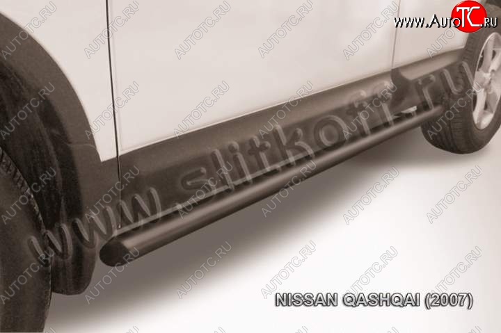 10 949 р. Защита порогов Slitkoff  Nissan Qashqai  1 (2007-2010) дорестайлинг (Цвет: серебристый)  с доставкой в г. Краснодар