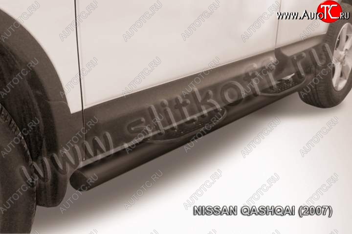 13 749 р. Защита порогов Slitkoff  Nissan Qashqai  1 (2007-2010) дорестайлинг (Цвет: серебристый)  с доставкой в г. Краснодар