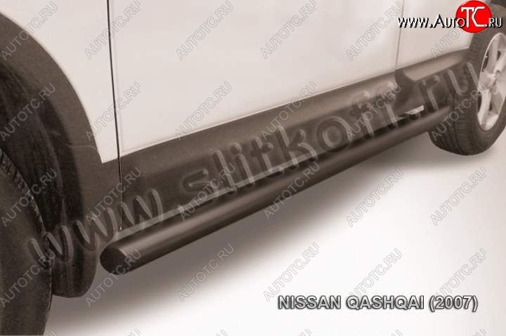 11 749 р. Защита порогов Slitkoff  Nissan Qashqai  1 (2007-2010) дорестайлинг (Цвет: серебристый)  с доставкой в г. Краснодар