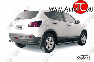 2 789 р. Защита заднего бампера Arbori (уголки, черная, 1 труба d57 mm). Nissan Qashqai 1 дорестайлинг (2007-2010)  с доставкой в г. Краснодар