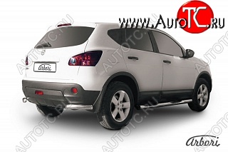 6 659 р. Защита заднего бампера Arbori (уголки, нержавейка, 1 труба d57 mm). Nissan Qashqai 1 дорестайлинг (2007-2010)  с доставкой в г. Краснодар