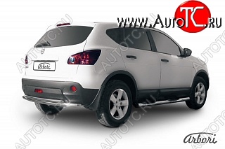 10 709 р. Защита заднего бампера Arbori (нержавейка, 2 трубы d57 и 42 mm). Nissan Qashqai 1 дорестайлинг (2007-2010)  с доставкой в г. Краснодар