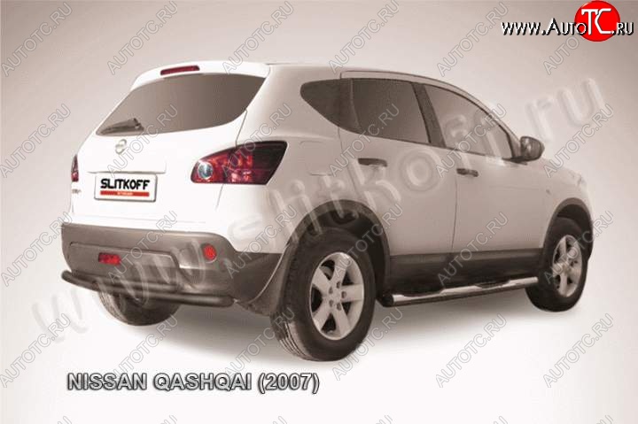 8 449 р. Защита заднего бампера d57+d42 двойная  Nissan Qashqai  1 (2007-2010) дорестайлинг (Цвет: серебристый)  с доставкой в г. Краснодар