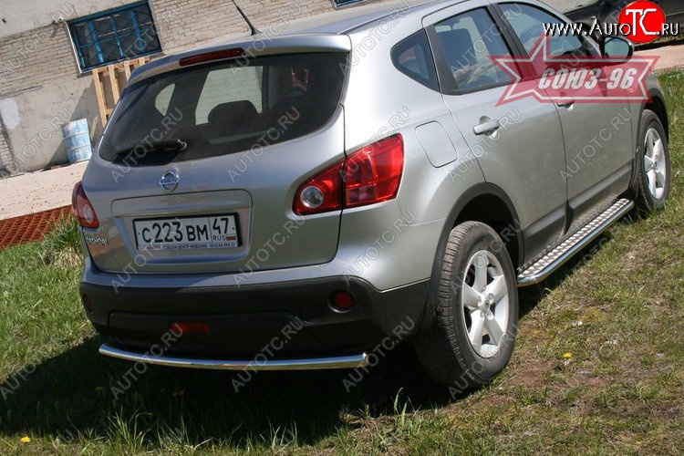 8 369 р. Защита заднего бампера Souz-96 (d60) Nissan Qashqai 1 дорестайлинг (2007-2010)  с доставкой в г. Краснодар