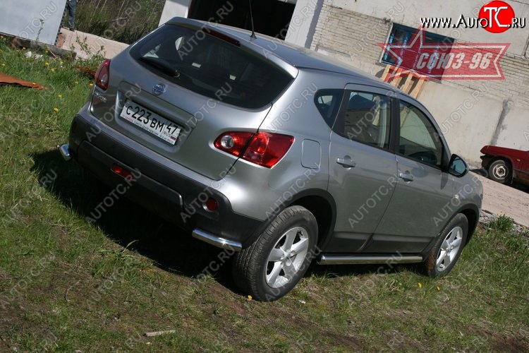 7 604 р. Защита заднего бампера из боковых уголков Souz-96 (d60) Nissan Qashqai 1 дорестайлинг (2007-2010)  с доставкой в г. Краснодар