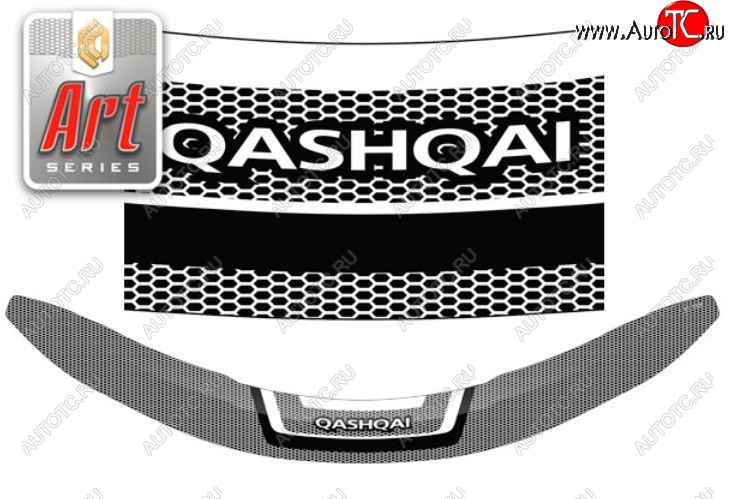 2 399 р. Дефлектор капота CA-Plastiс  Nissan Qashqai  2 (2013-2019) J11 дорестайлинг (Серия Art серебро)  с доставкой в г. Краснодар