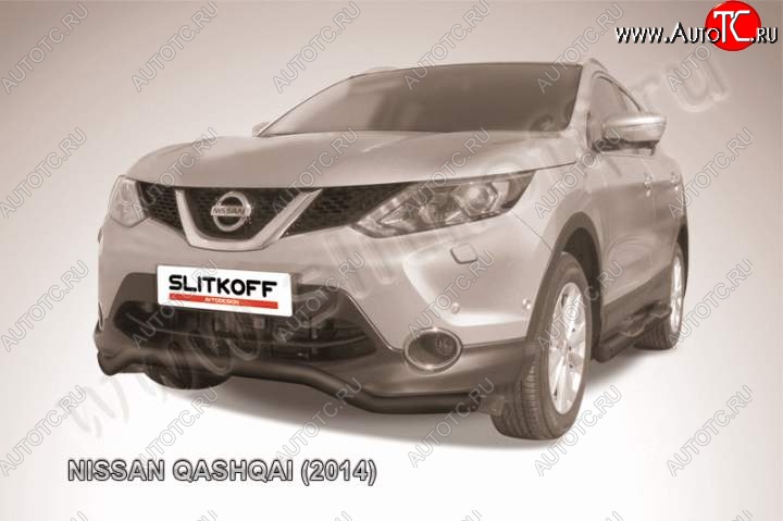 10 499 р. Защита переднего бампер Slitkoff Nissan Qashqai 2 J11 дорестайлинг (2013-2019) (Цвет: серебристый)  с доставкой в г. Краснодар