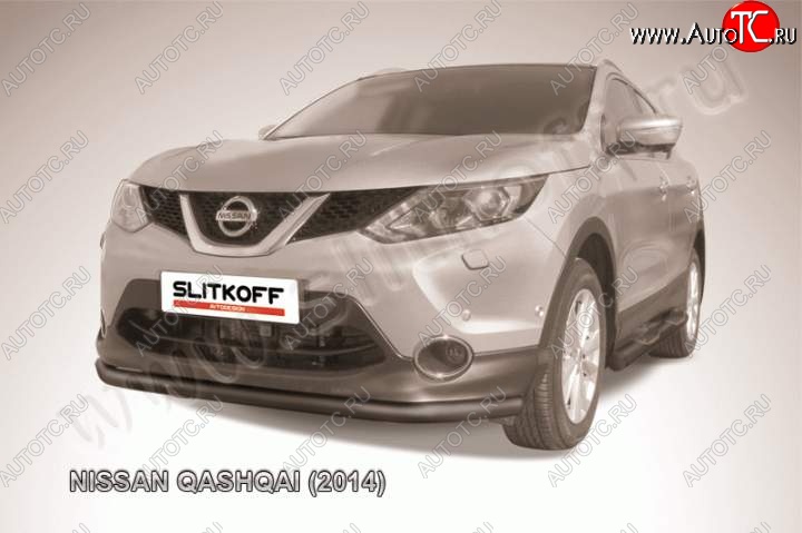 9 199 р. Защита переднего бампер Slitkoff Nissan Qashqai 2 J11 дорестайлинг (2013-2019) (Цвет: серебристый)  с доставкой в г. Краснодар