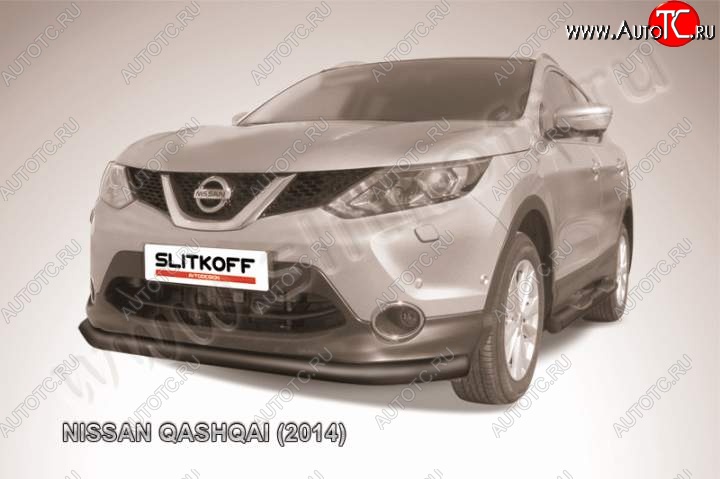 8 349 р. Защита переднего бампер Slitkoff  Nissan Qashqai  2 (2013-2019) J11 дорестайлинг (Цвет: серебристый)  с доставкой в г. Краснодар