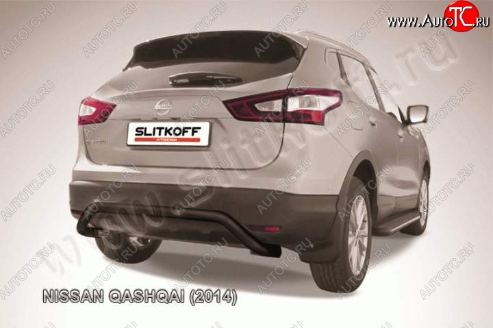 8 599 р. Защита задняя Slitkoff  Nissan Qashqai  2 (2013-2019) J11 дорестайлинг (Цвет: серебристый)  с доставкой в г. Краснодар