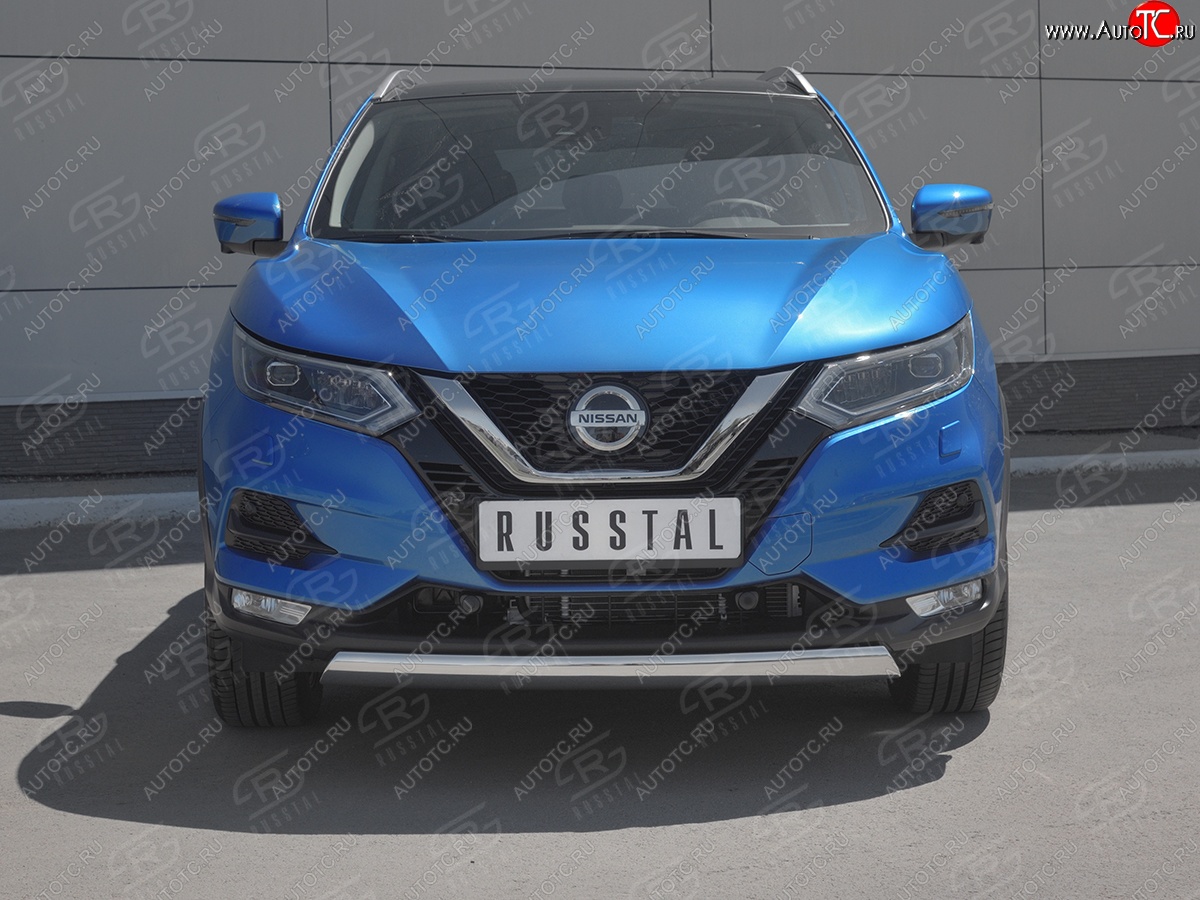 14 999 р. Защита переднего бампера (Ø75x42 мм, нержавейка) Russtal Nissan Qashqai 2 J11 рестайлинг (2017-2022)  с доставкой в г. Краснодар