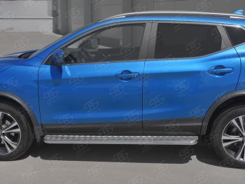 26 999 р. Порожки для ног SLITKOFF (Ø42 мм)  Nissan Qashqai  2 (2017-2022) J11 рестайлинг (Лист алюминиевый, труба - нержавейка)  с доставкой в г. Краснодар. Увеличить фотографию 2